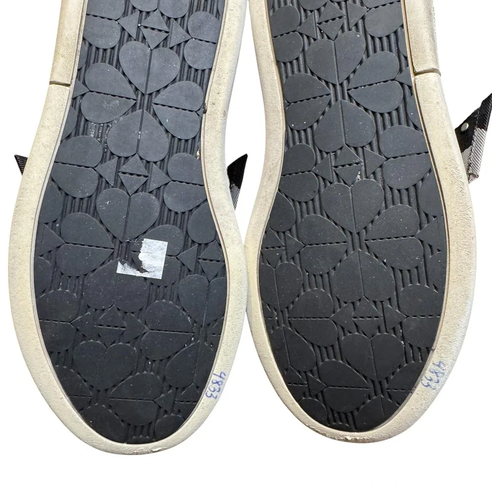 Kate Spade Lexi Shoes Womens‎ Size 7 White Leather Striped Bow Slip On Sneakers